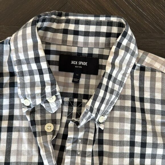 Jack Spade button down shirt, long sleeve, black and white, plaid, casual, small - Picture 2 of 6